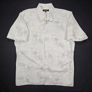 Murano Modern Fit Shirt XL Stripe Floral Gray White Short Sleeve NWT Casual